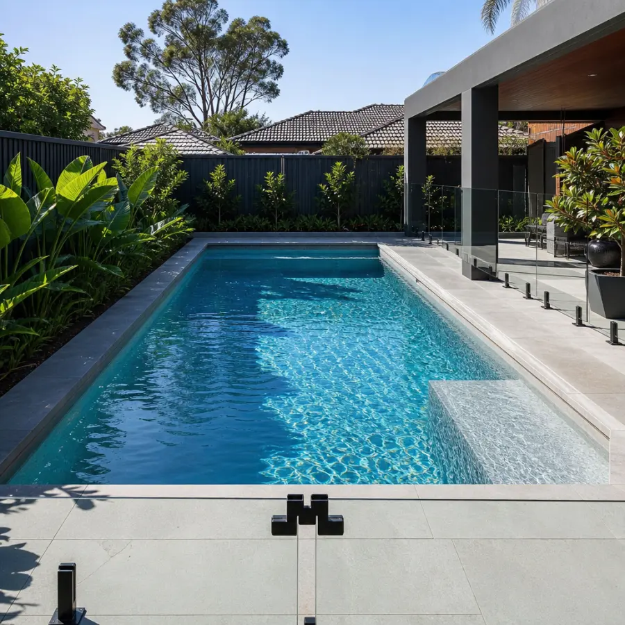 A concrete pool under construction, steel reinforcement and shotcrete shell